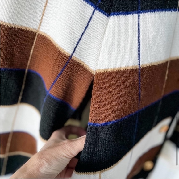 Vintage Plaid Stripe Button Down Knit Cape/Poncho - Picture 5 of 11